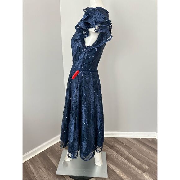 MAC DUGGAL FLUTTER SLEEVE SEQUIN APPLIQUE COCKTAIL DRESS - Picture 8 of 10